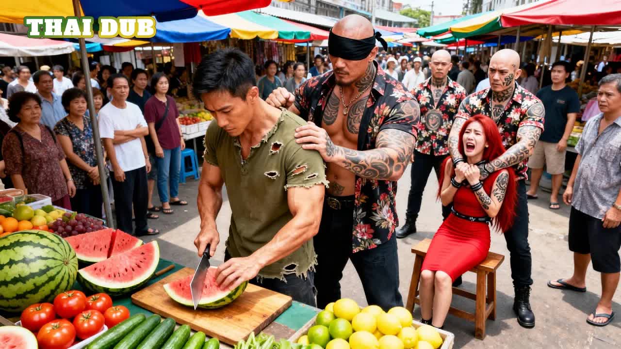 พ่อค้าขายแตงโมถูกกลุ่มนักเลงข่มเหงและรีดเงิน—แค่ดีดนิ้วเดียว มีดของพวกมันกลับหักทันที! backdrop